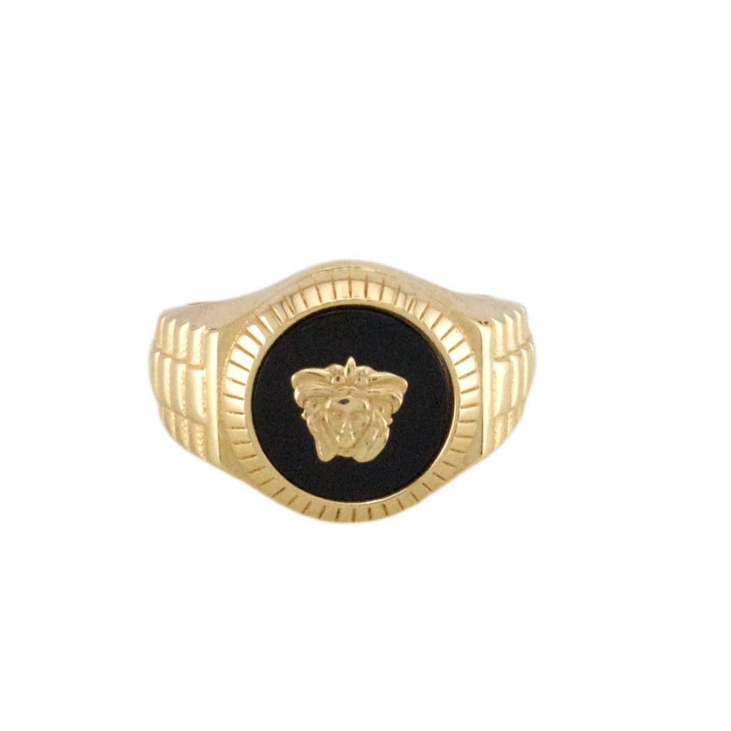 Black Lyon VS Ring 18K Italian Gold Size S 10 Weight 7G