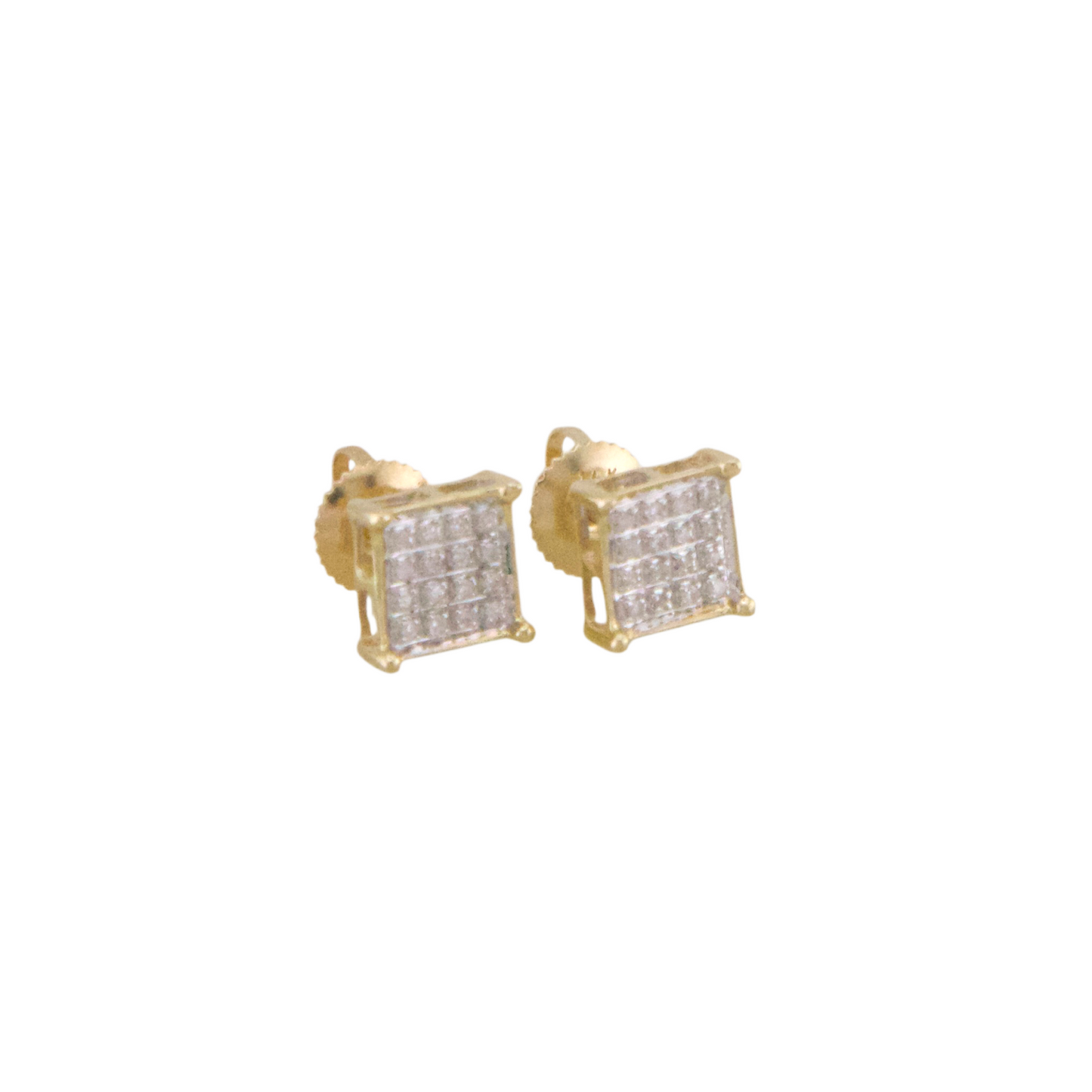 Square Diamond Stud Earrings