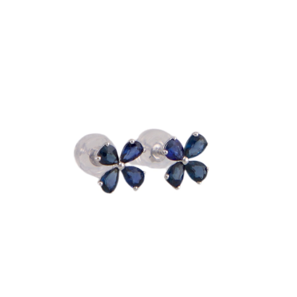 Sapphire Flower Stud Earrings