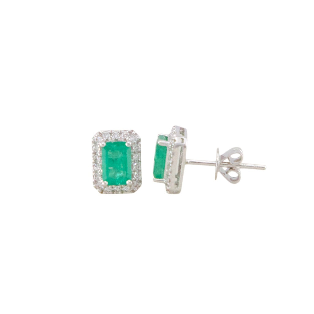 Diamond Emerald Stud Earrings