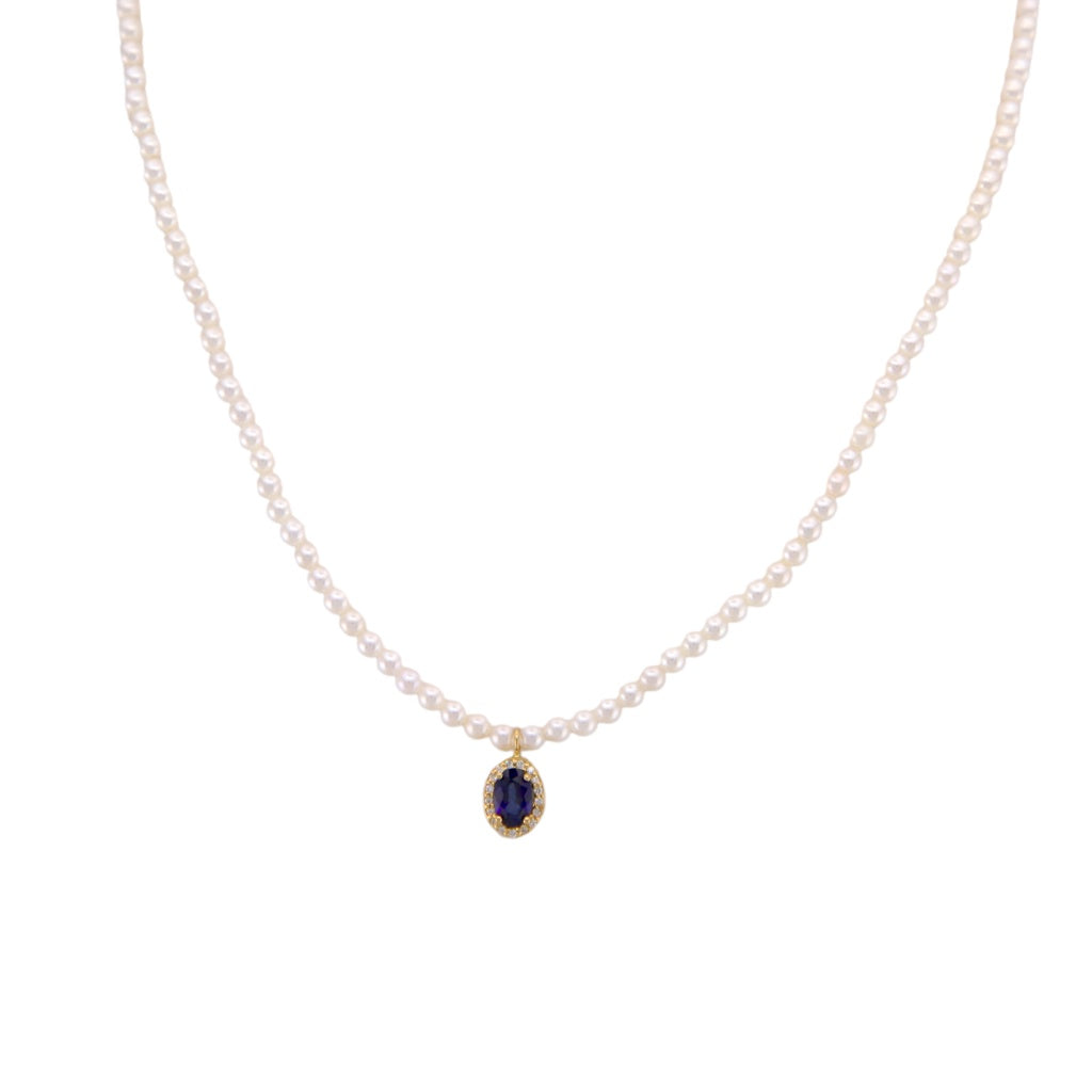 Diamond Sapphire Pearl Necklace