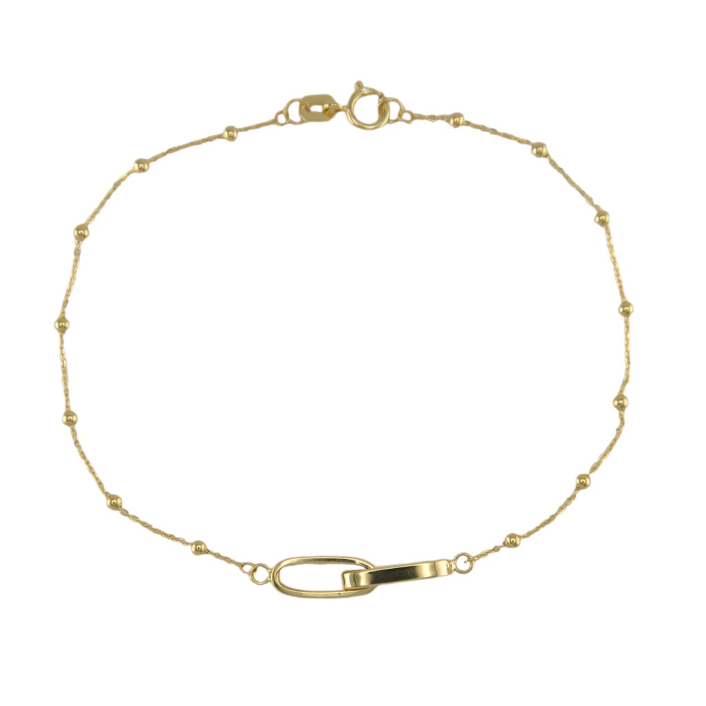Fancy Link Bracelet 14K Size 7.5in 4.6mm Weight 1G