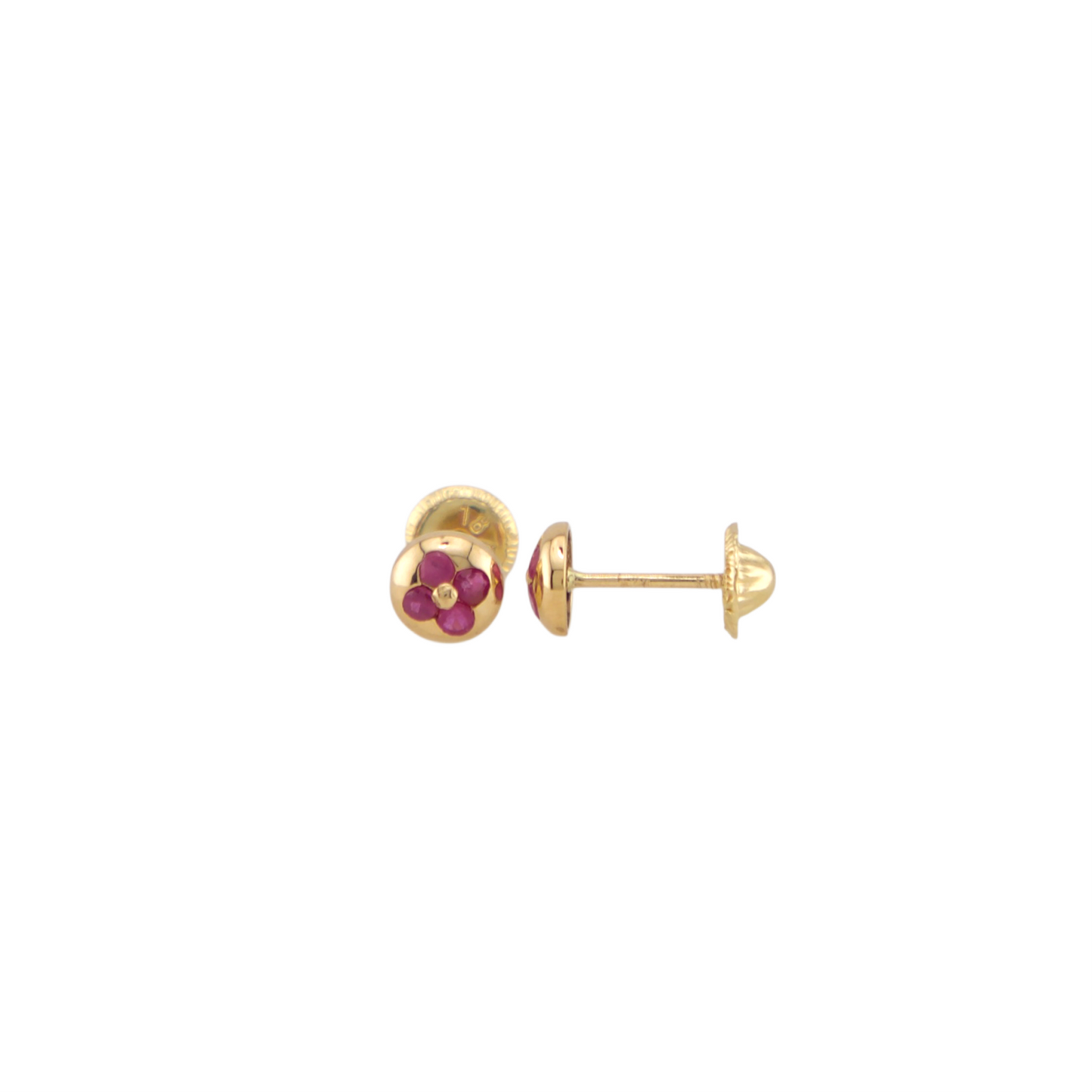 Ruby Flower Stud Earrings