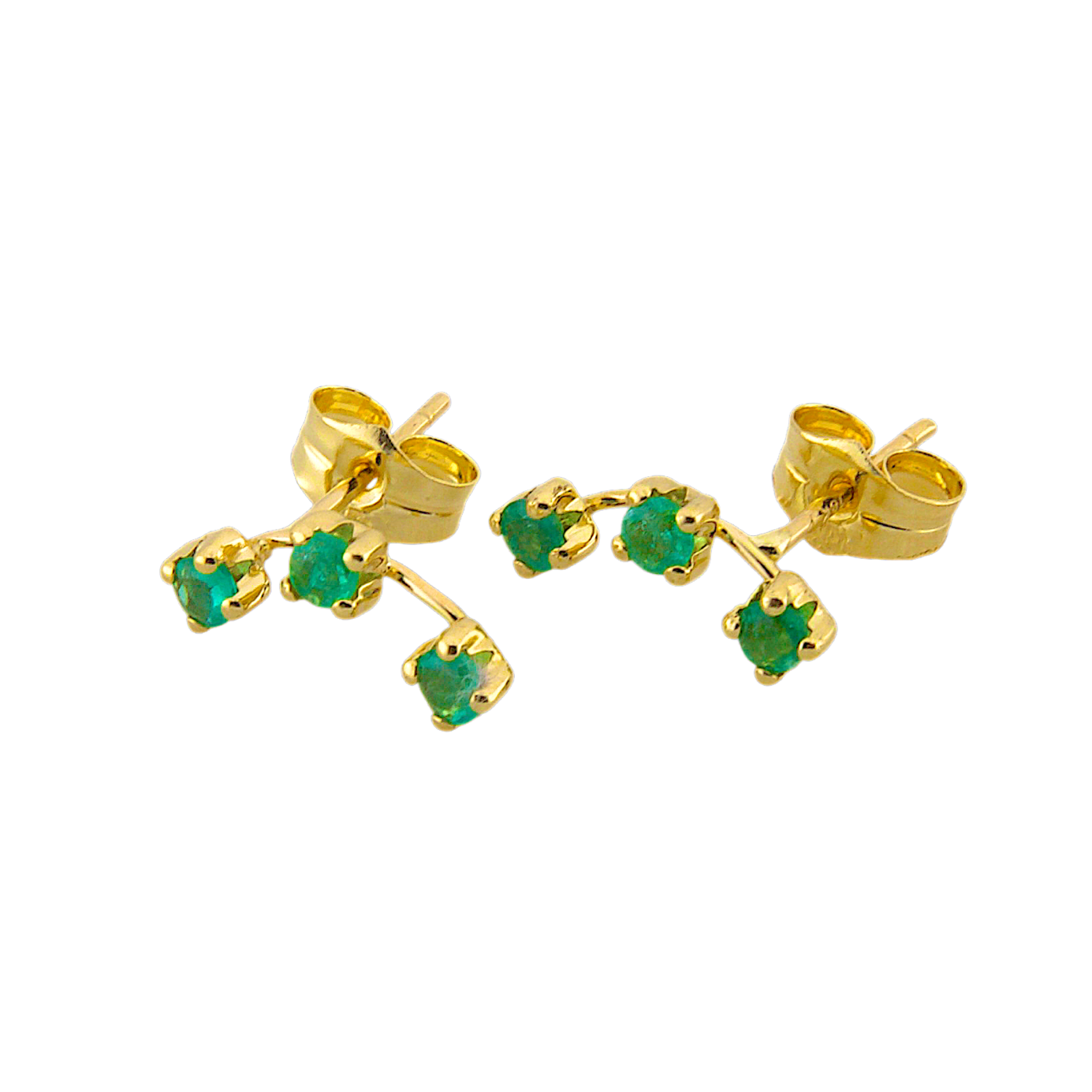 Three Emerald Stud Earrings