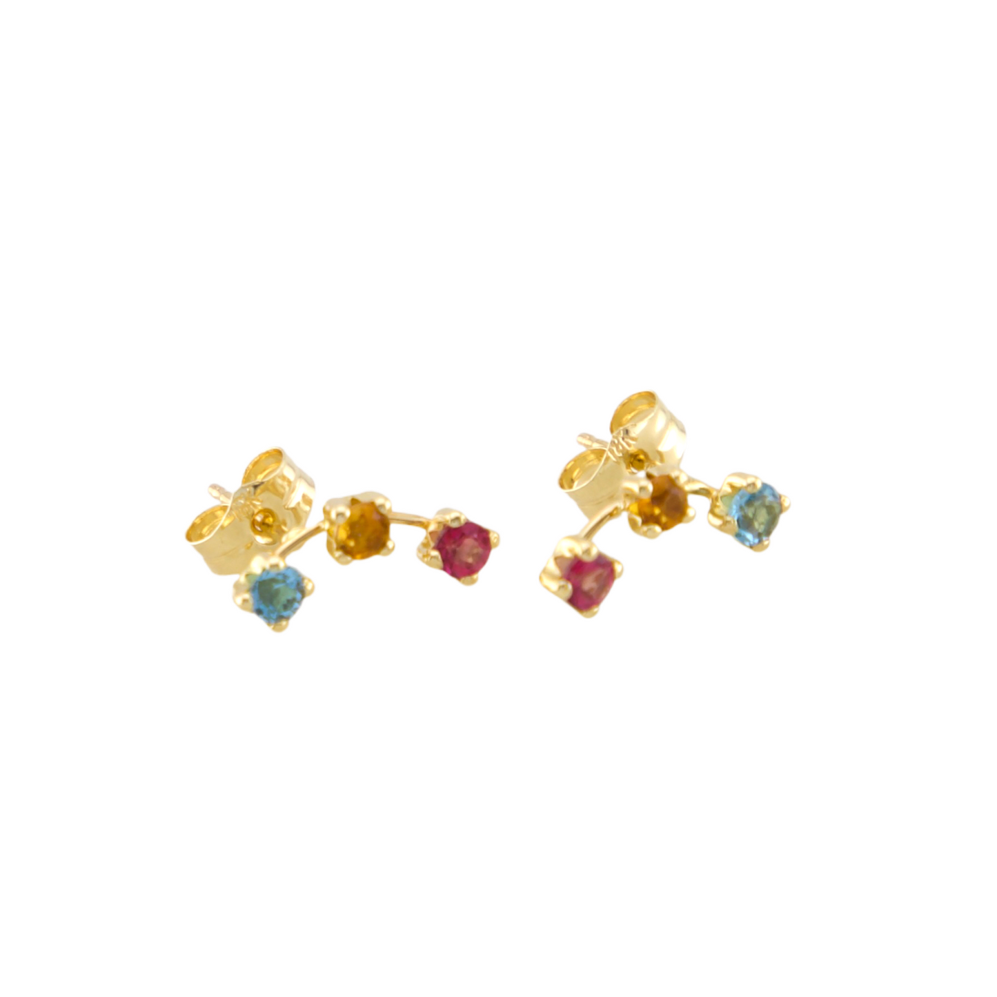Three Semi Precious Stone Stud Earrings