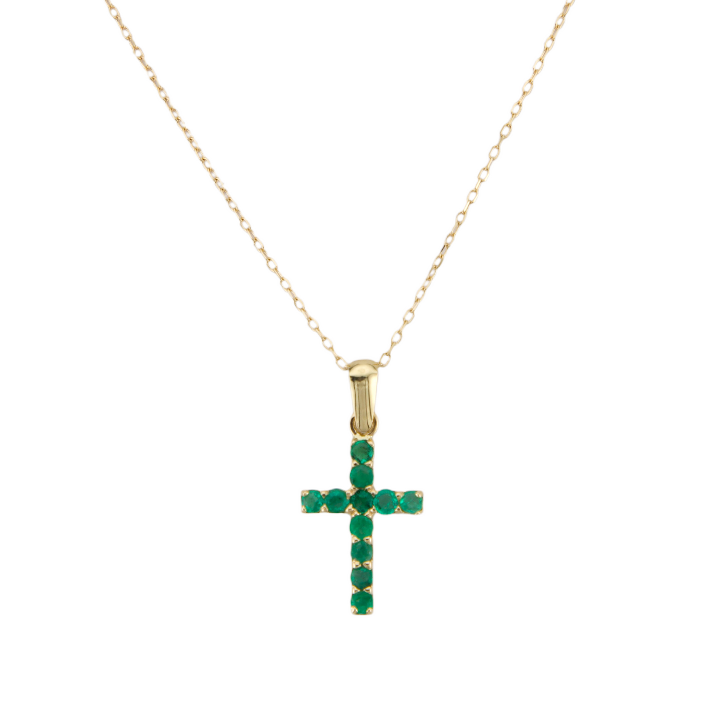 Genuine Emerald Cross Necklace