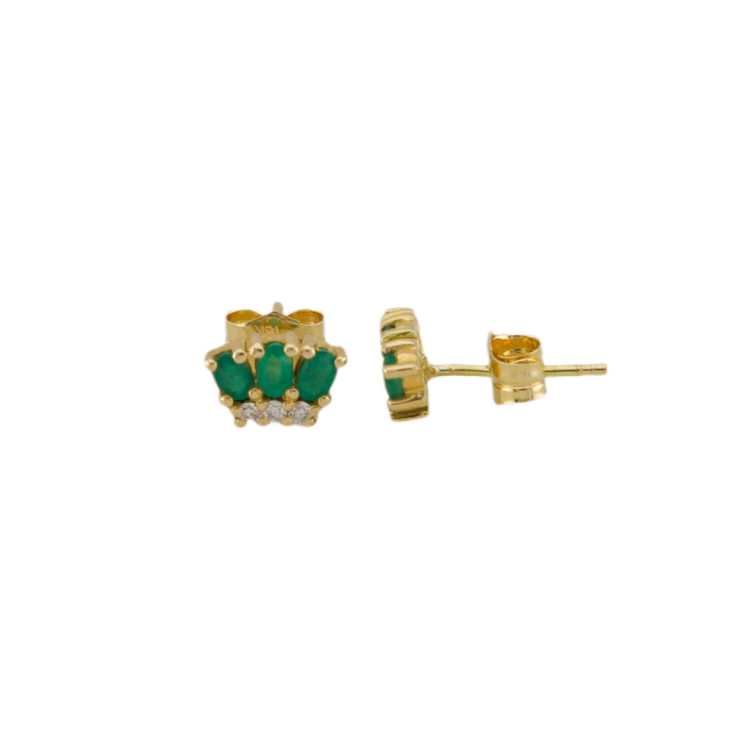 Emerald & Diamond Stud Earrings