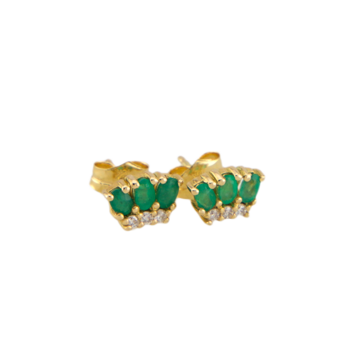 Emerald & Diamond Stud Earrings