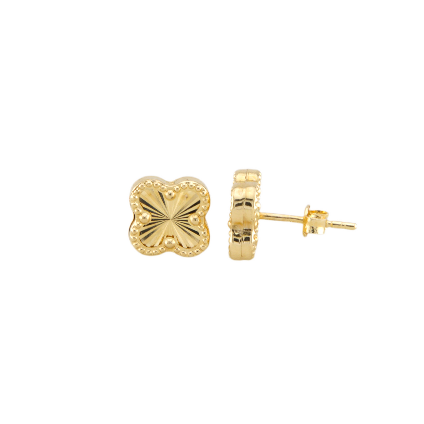 Gold Trevol Stud Earrings