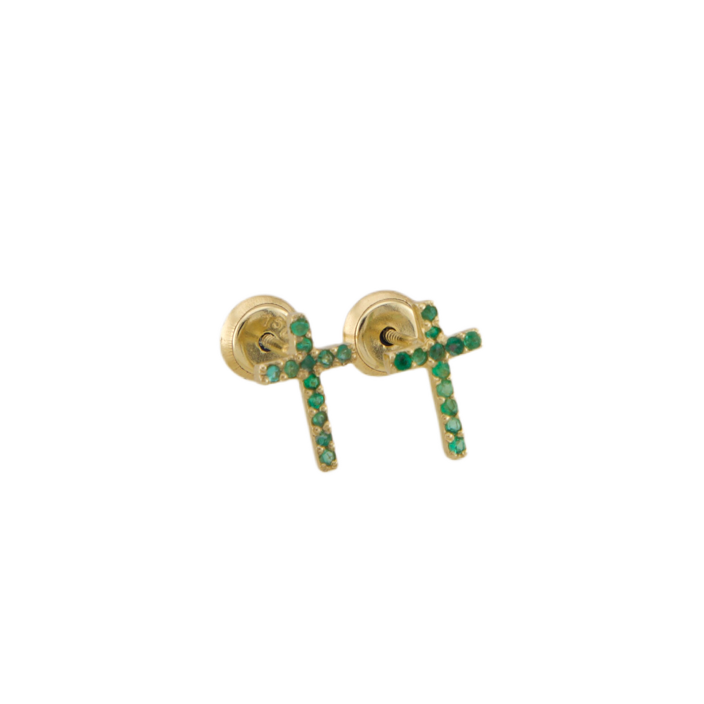 Emerald Cross Stud Earrings