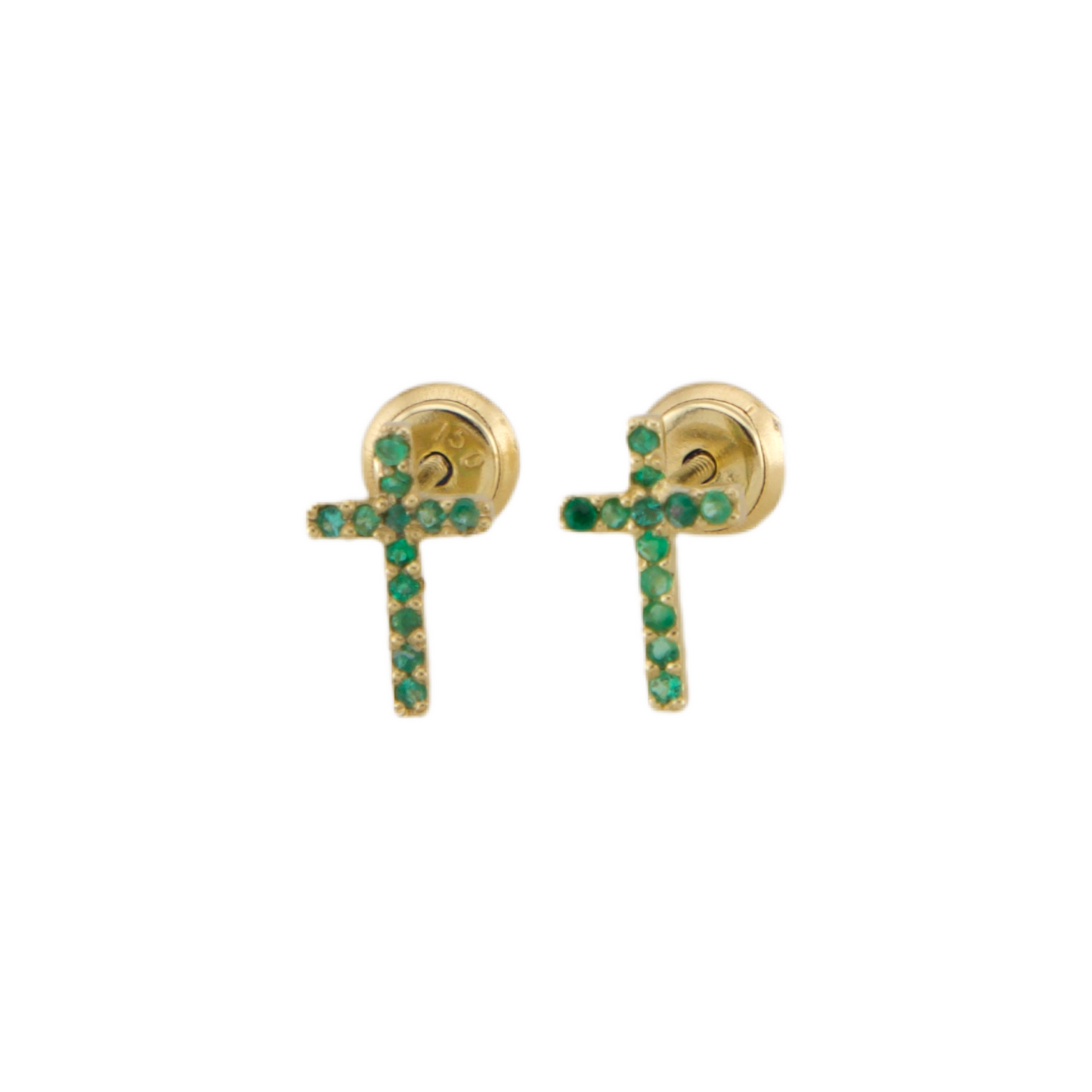 Emerald Cross Stud Earrings