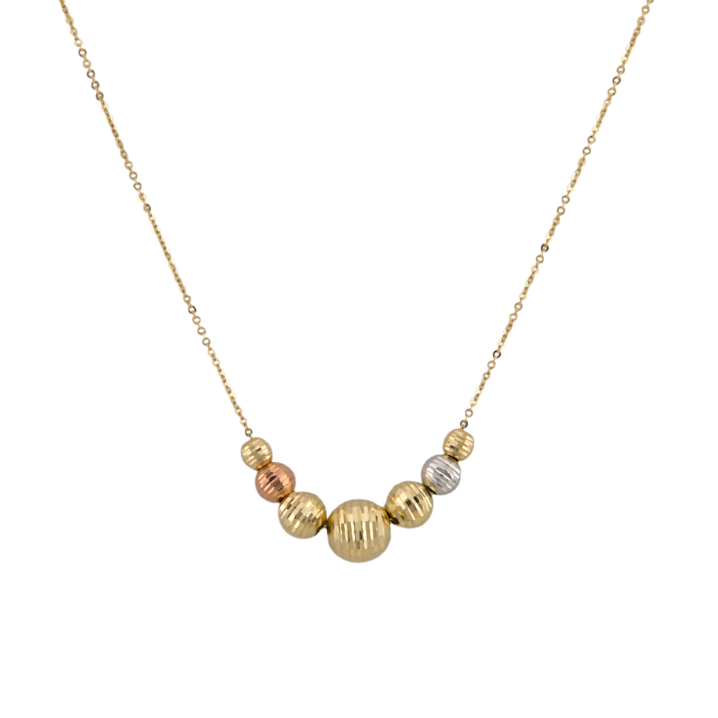 Three Colors Diamond Cut Balls Necklace