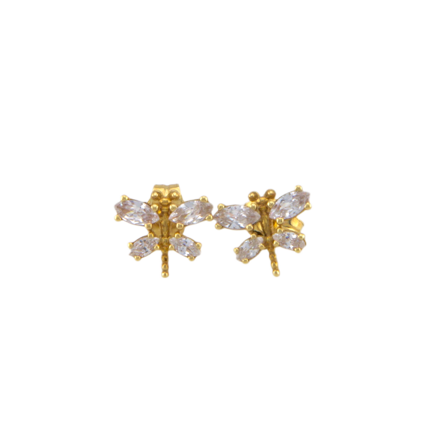 White Dragon Fly Stud Earrings