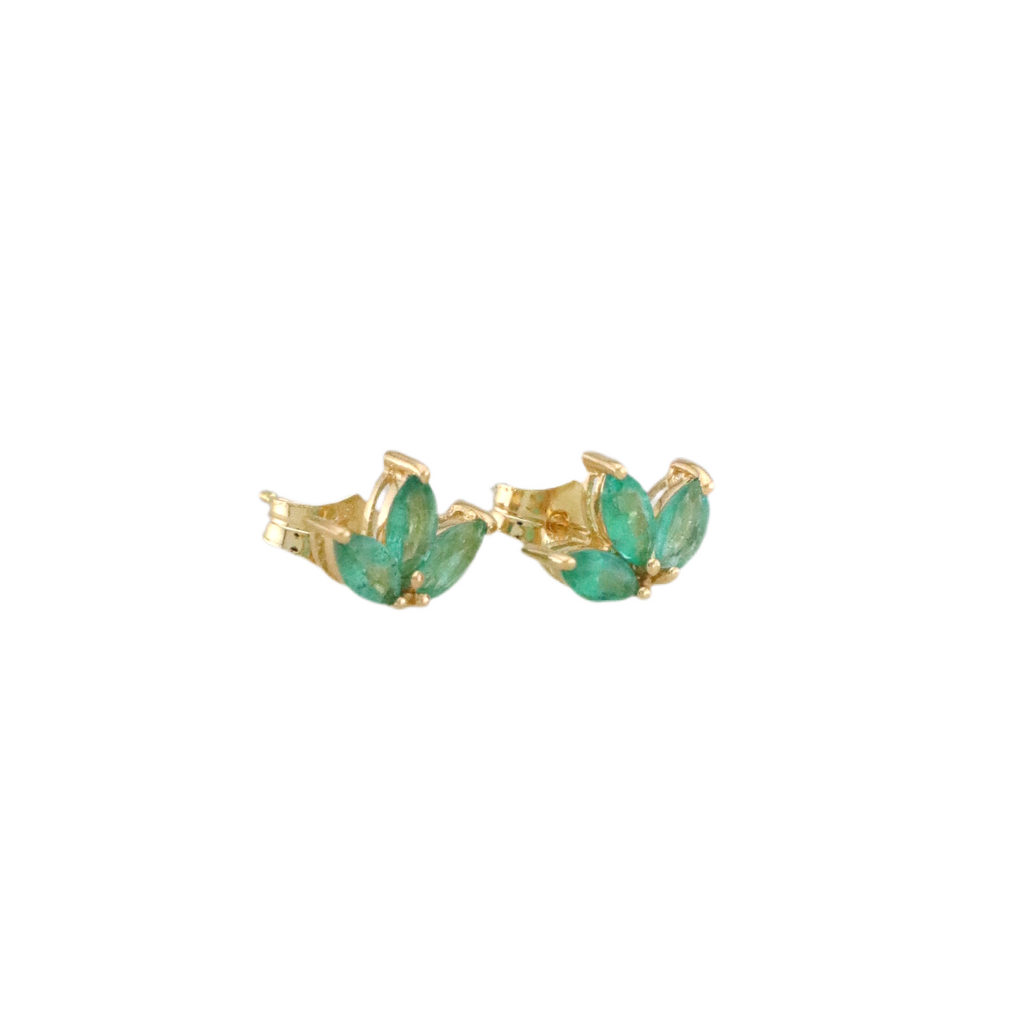 Lotus Emerald Stud Earrings