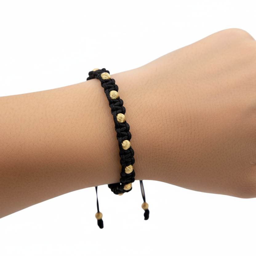 Black String Balls Bracelet