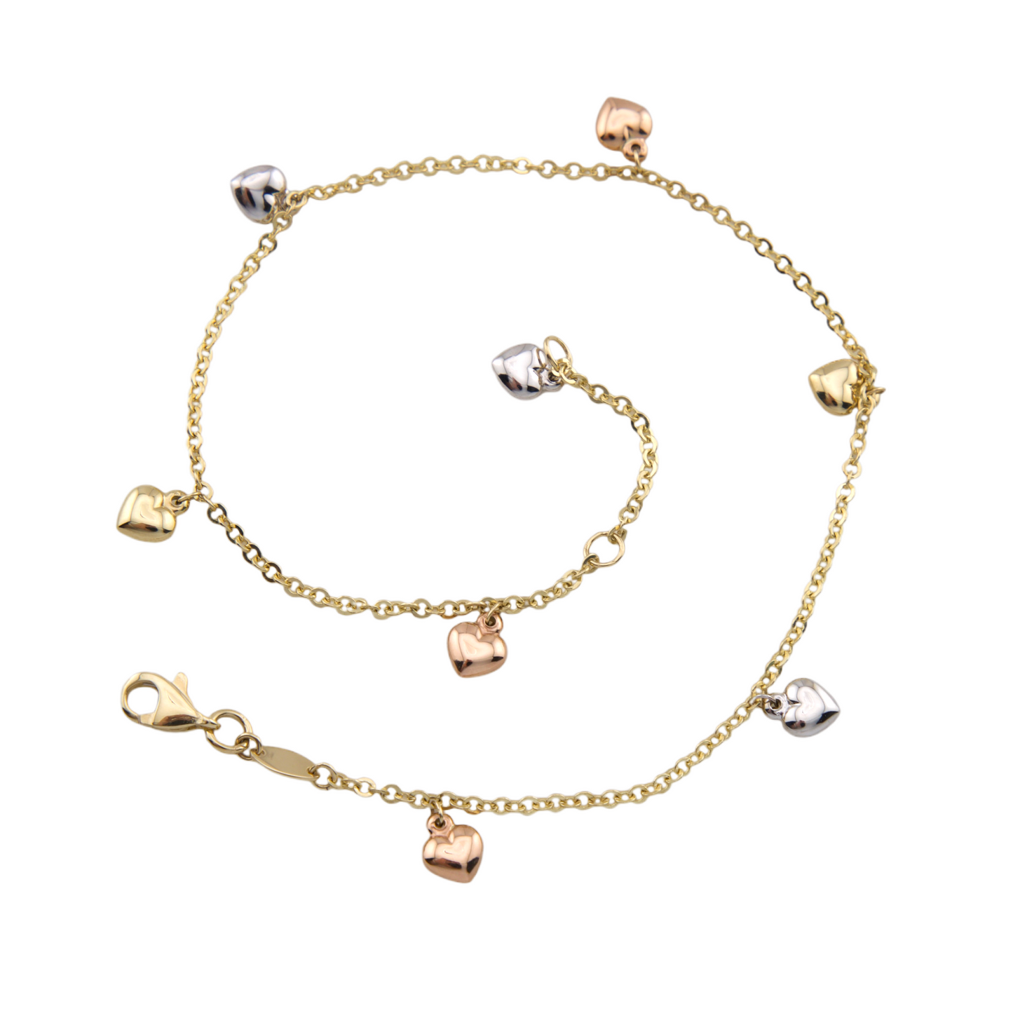 Three Colors Hearts Anklet