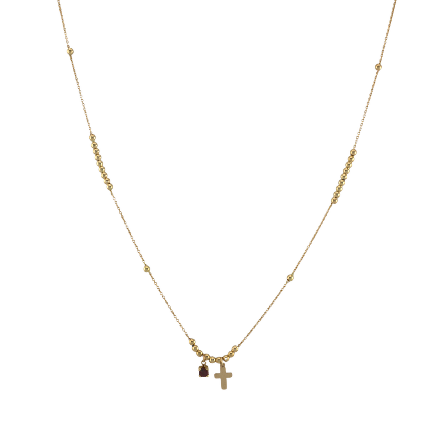 Cross & Genuine Ruby Necklace