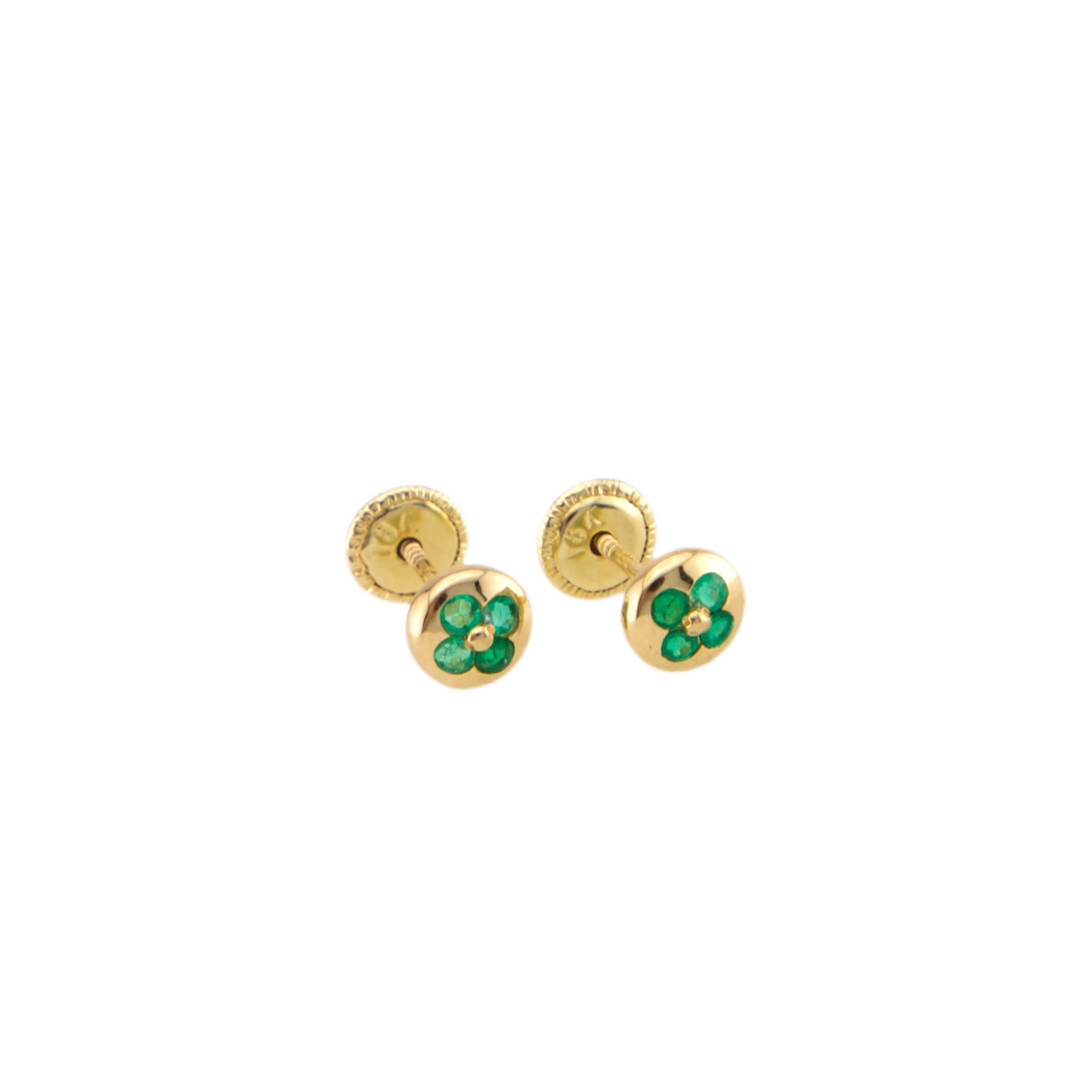 Emerald Flower Stud Earrings