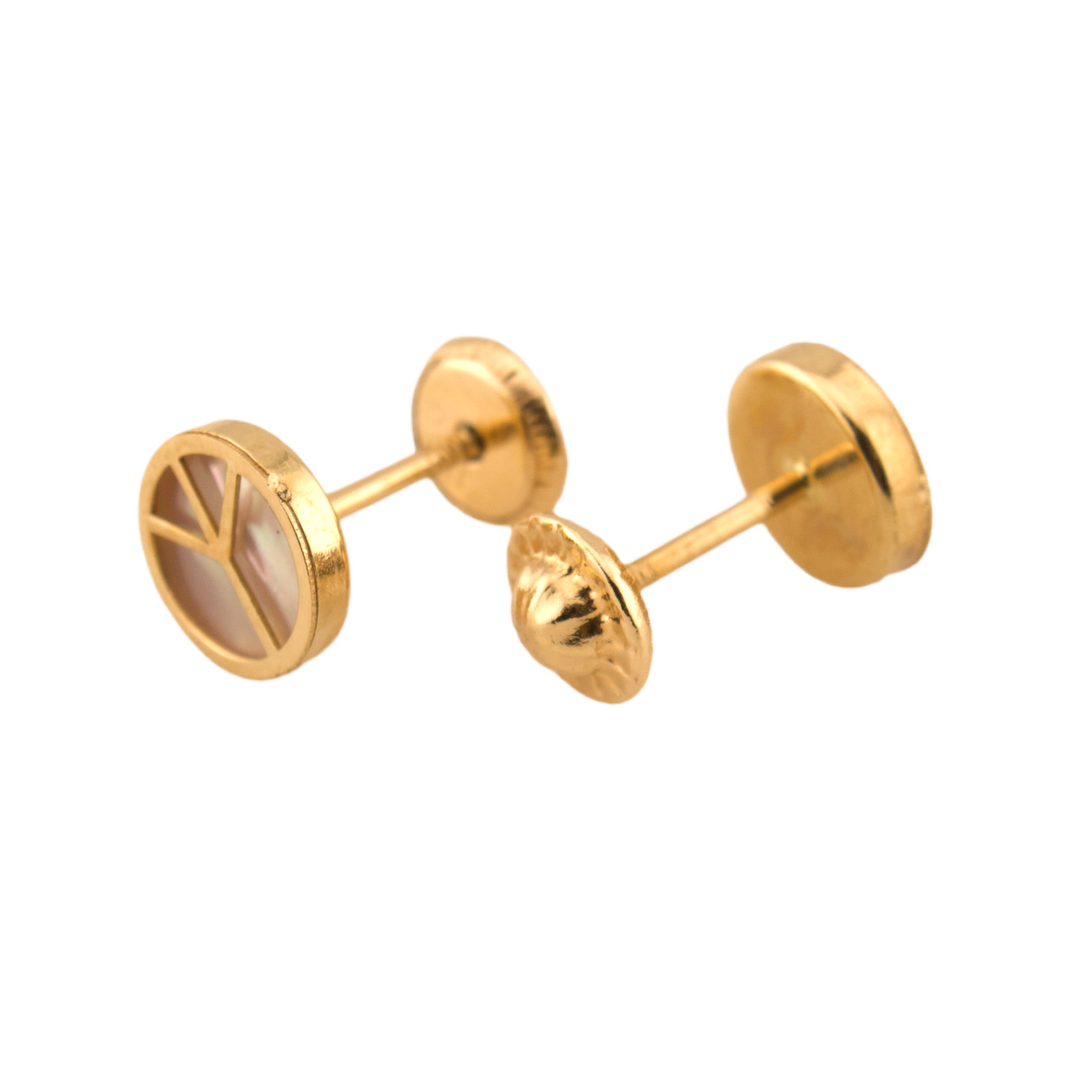 Peace Figure Pearl Stud Earrings