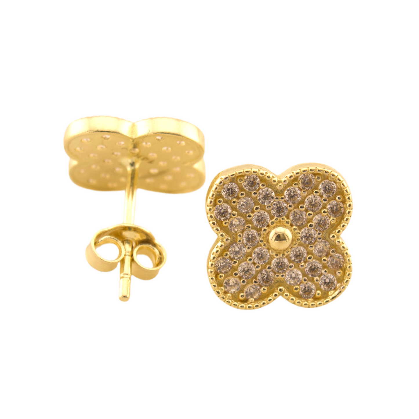 Zirconia Trevol Stud Earrings