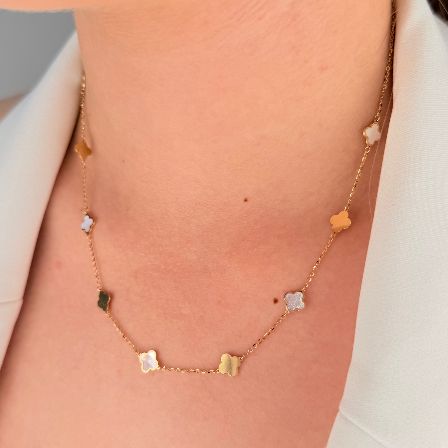 White Trevol Necklace