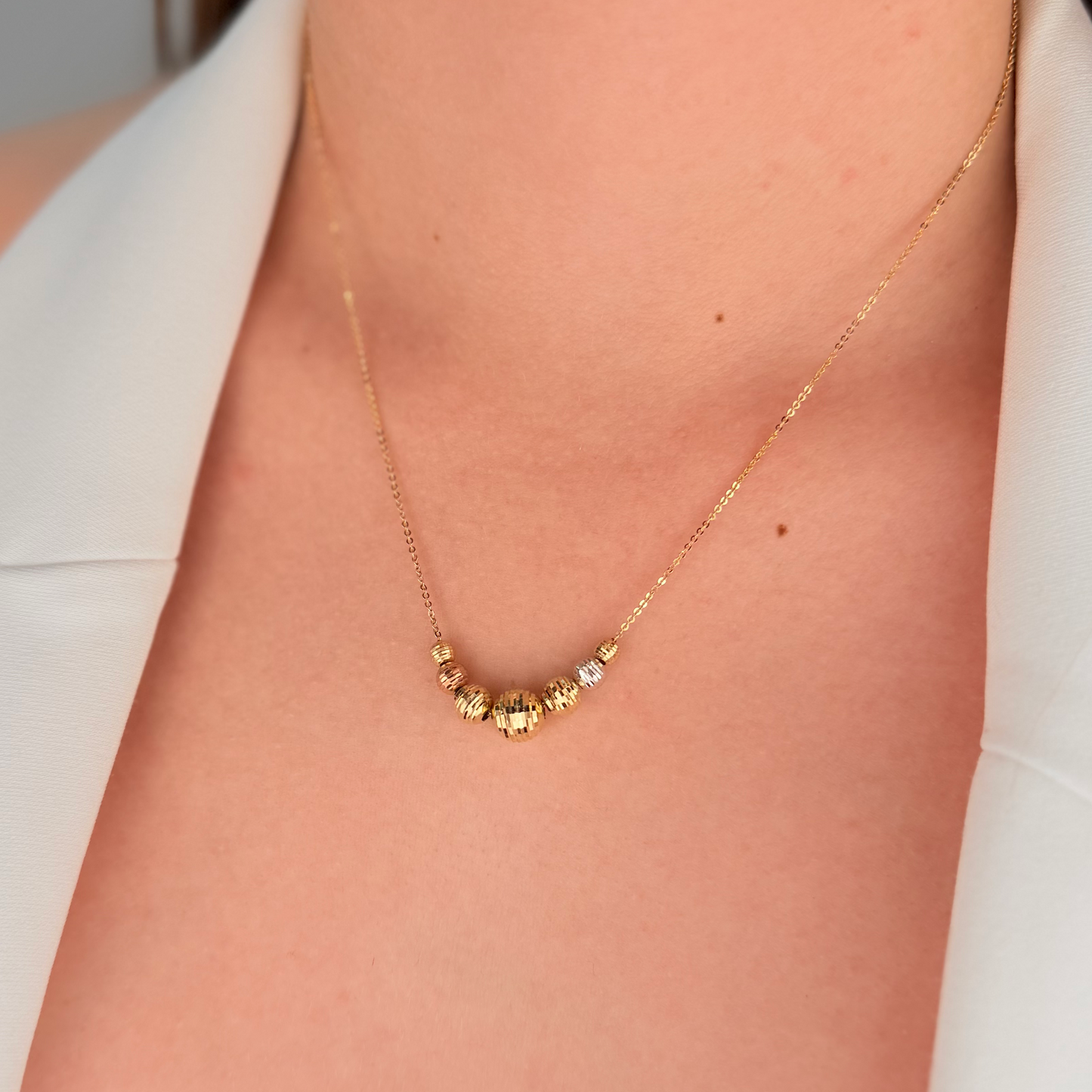 Three Colors Diamond Cut Balls Necklace