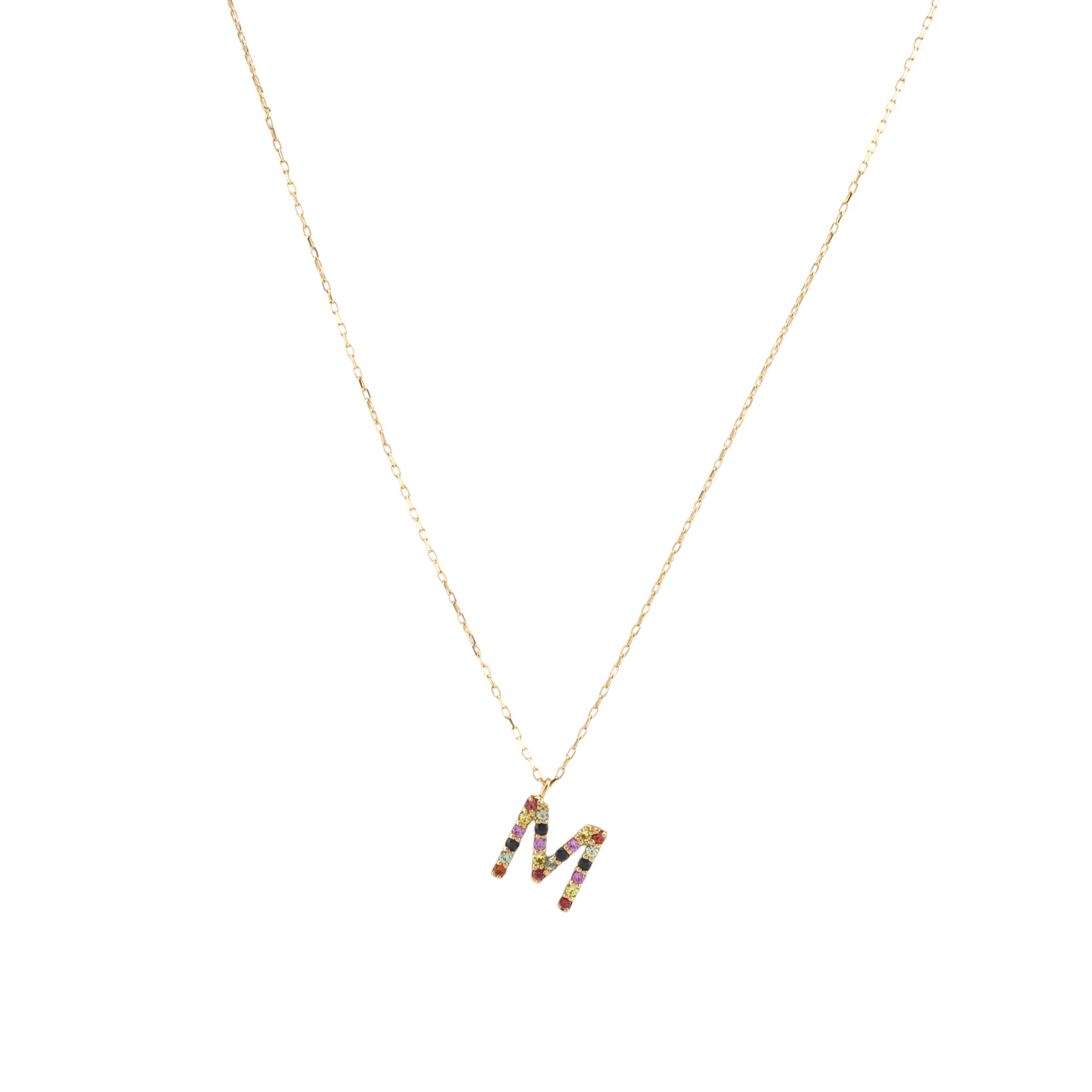 Semi precious Stone Initials Letter Necklace