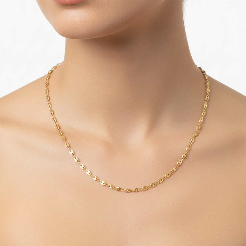 Mariner Link Chain 18K Italian Gold Size 40in x 4 mm Weight 9.4G