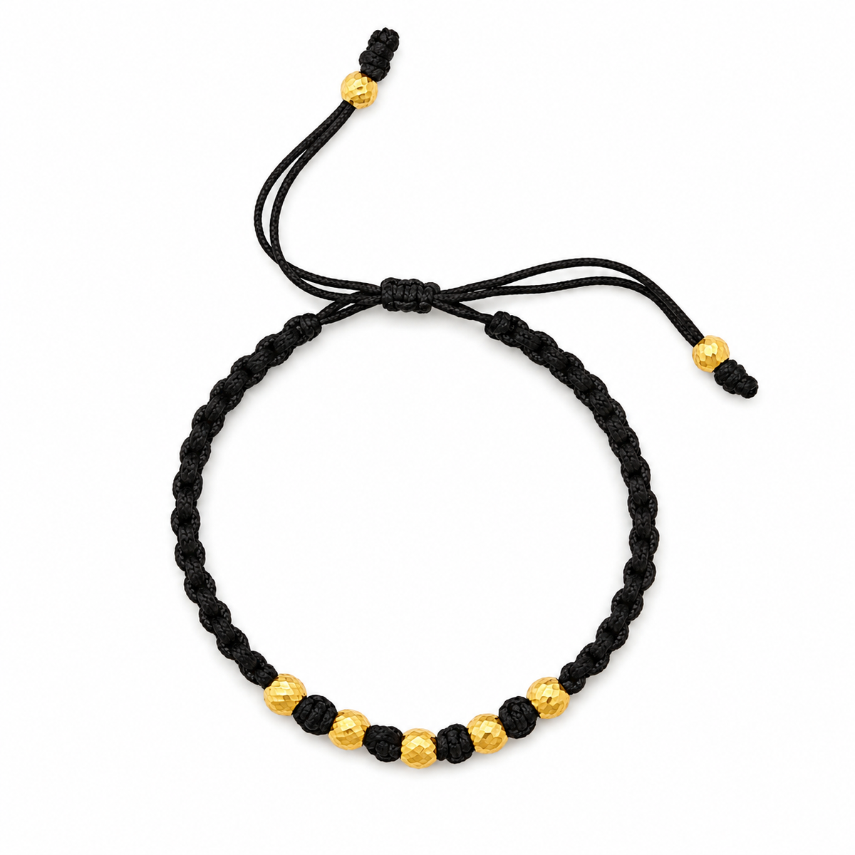 Gold Balls Black Bracelet