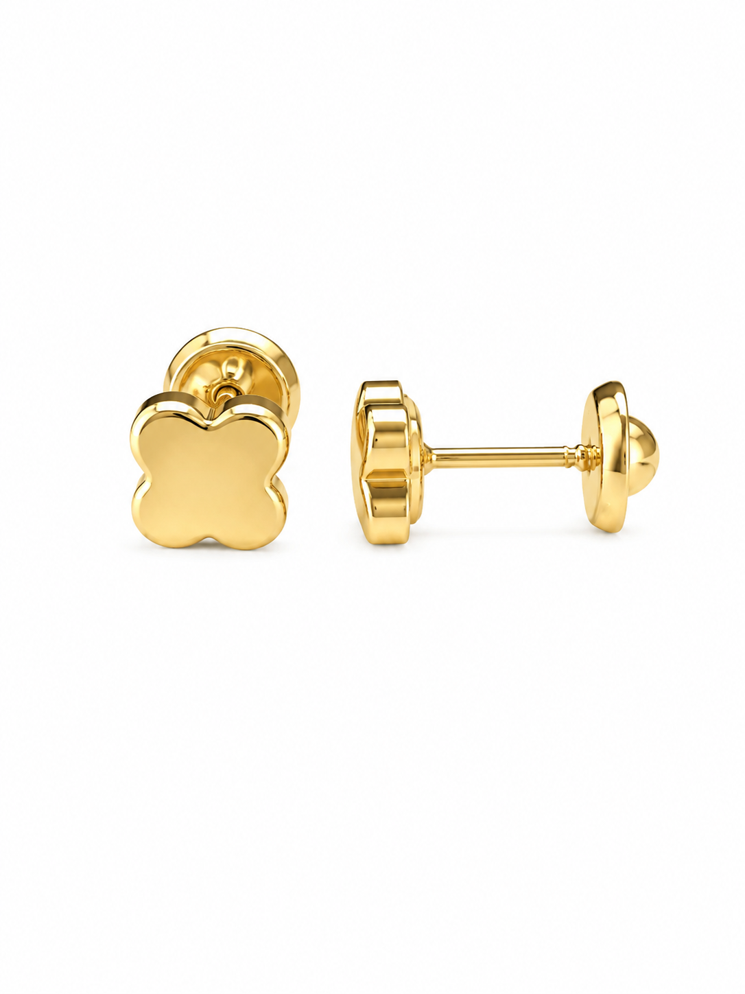 Gold Trevol Stud Earrings