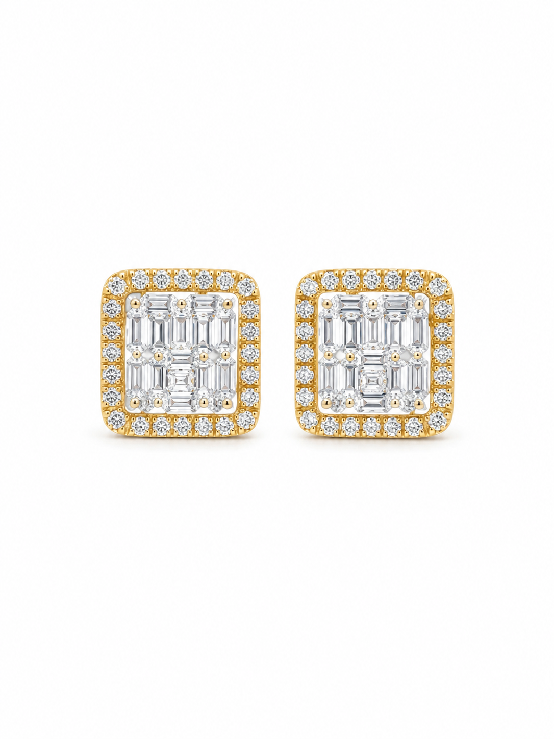 Square Diamond Stud Earrings