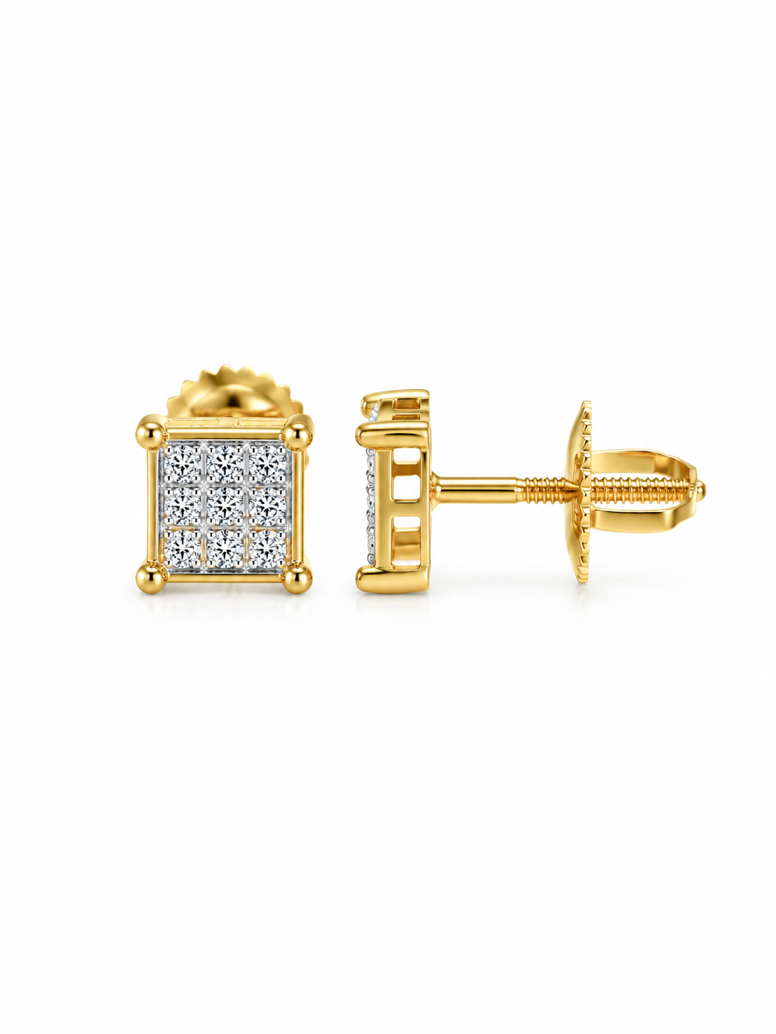 Square Diamond Stud Earrings
