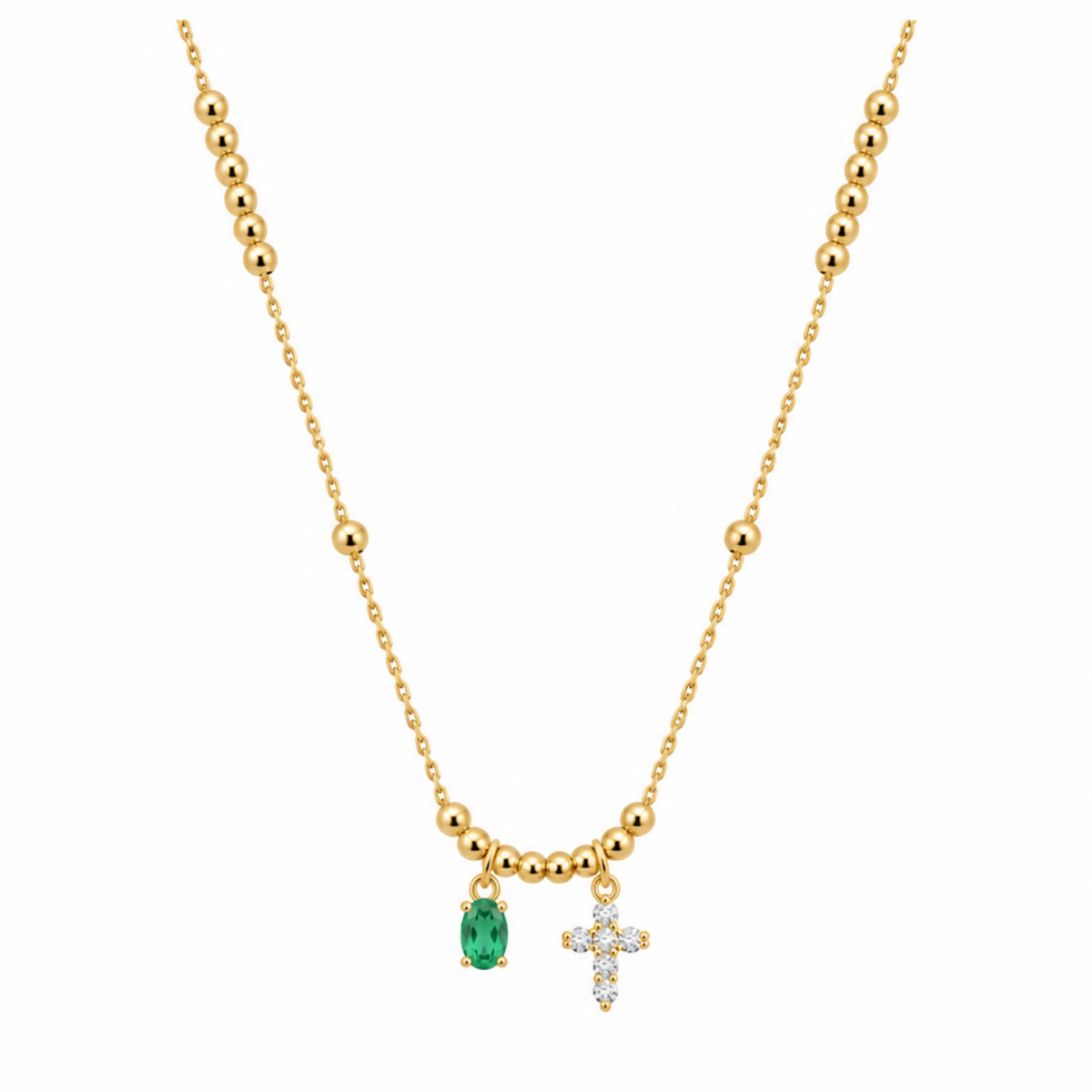 Diamond & Emerald Necklace 18K