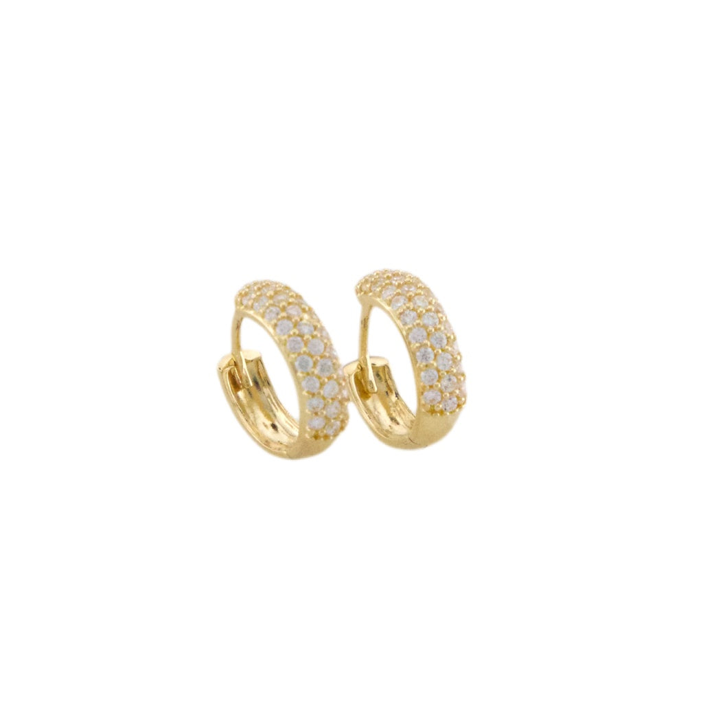 Zirconia Hoops Earrings 18K Italian Gold Size 11mm x 11mm Weight 2G