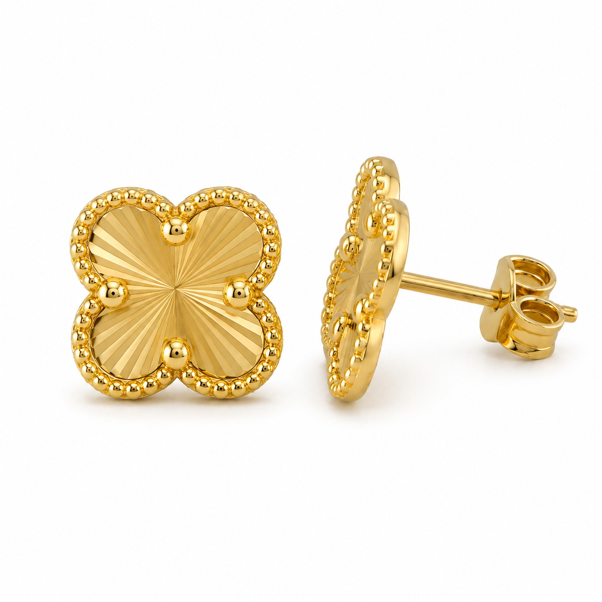 Gold Trevol Stud Earrings