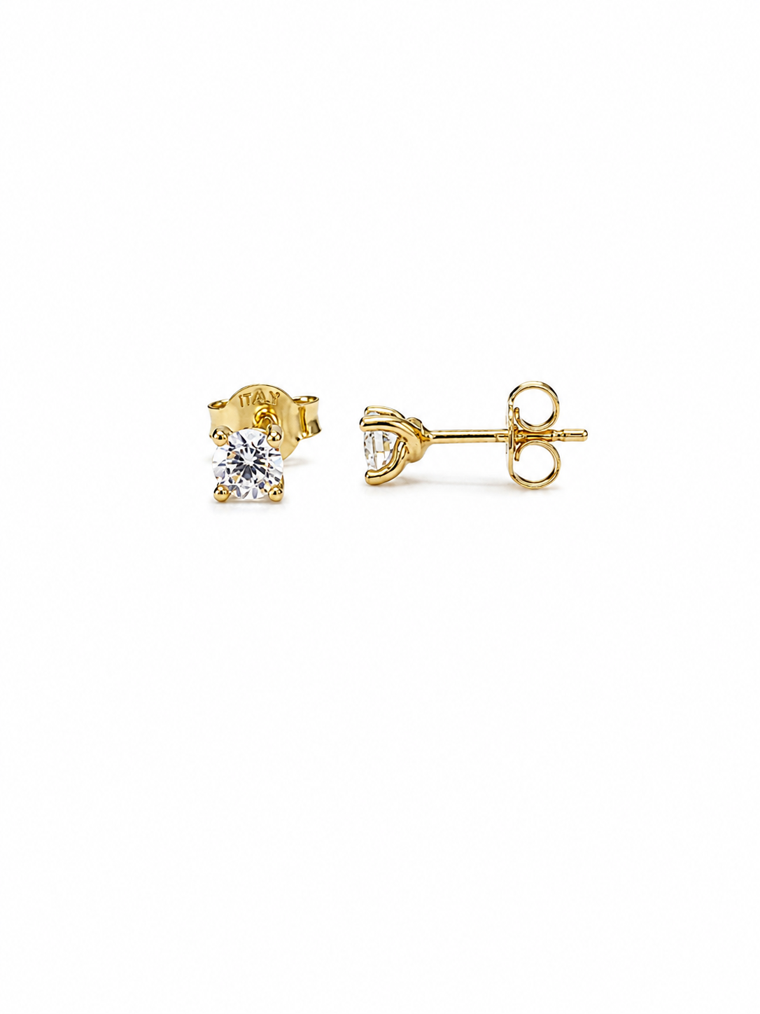 Fancy Zirconia Stud 18K Italian Gold Size 5mm x 5mm Weight 1.2G