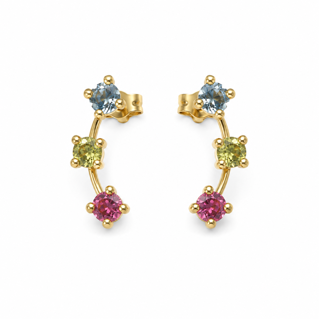 Three Semi Precious Stone Stud Earrings