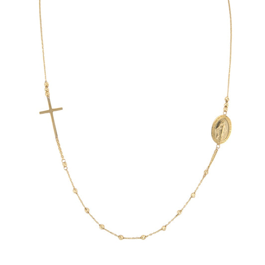 Denario Necklace 14K Size 16/18 in Adjustable Weight 3.3G