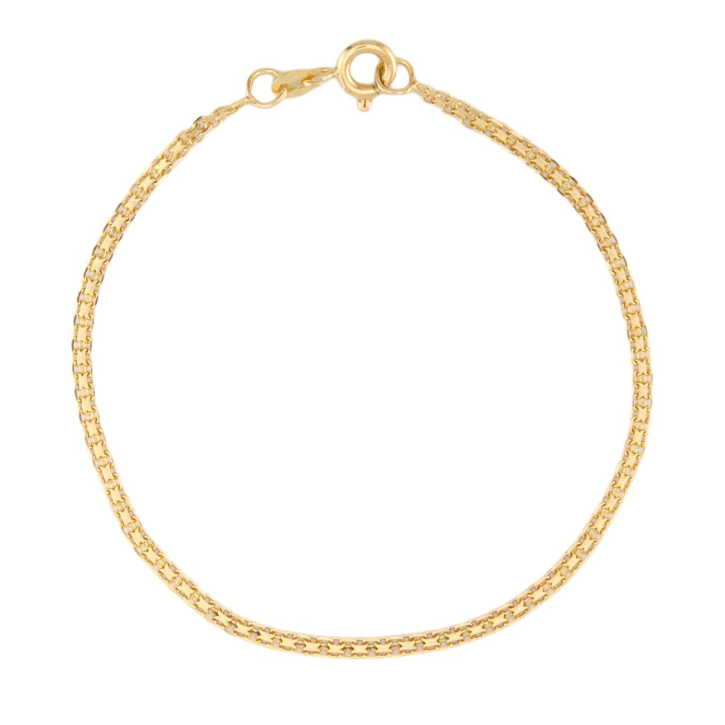 Bismark Link Bracelet 18K Italian Gold Size 7IN x 2.1mm Weight 1.9G