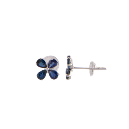 Sapphire Flower Stud Earrings