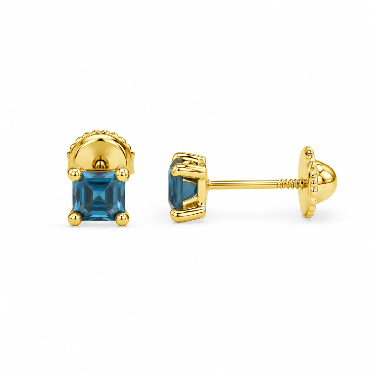 London Blue Stone Stud Earrings