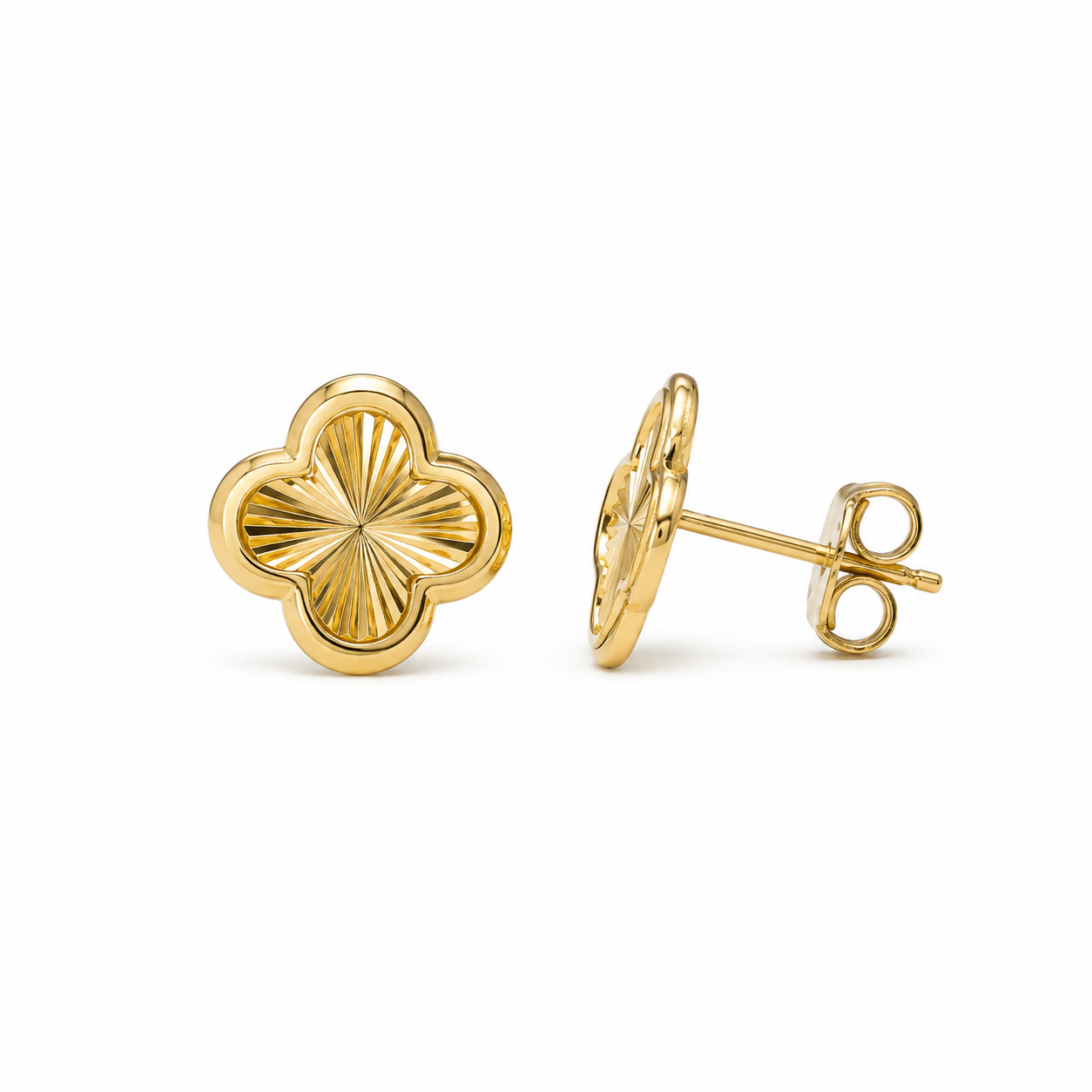 Gold Trevol Stud Earrings