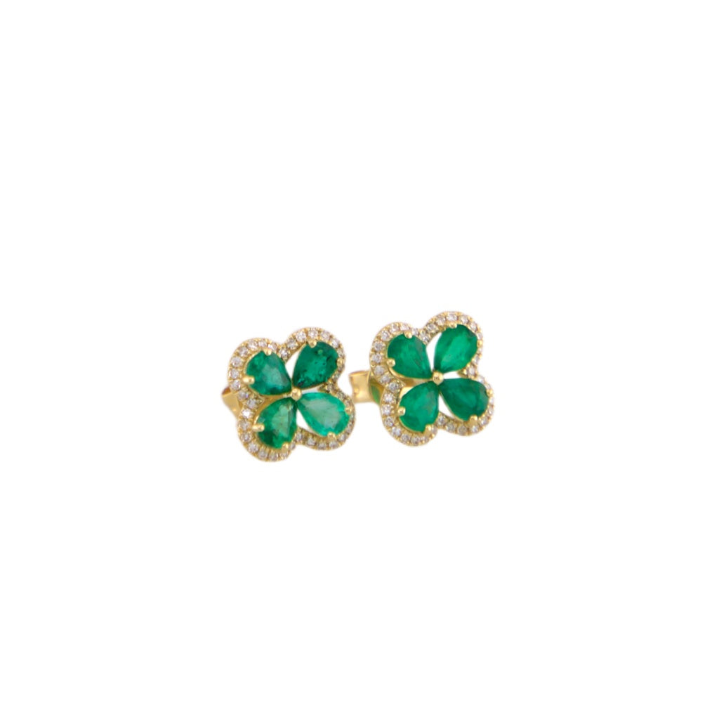 Emerald & Diamond Stud Earrings