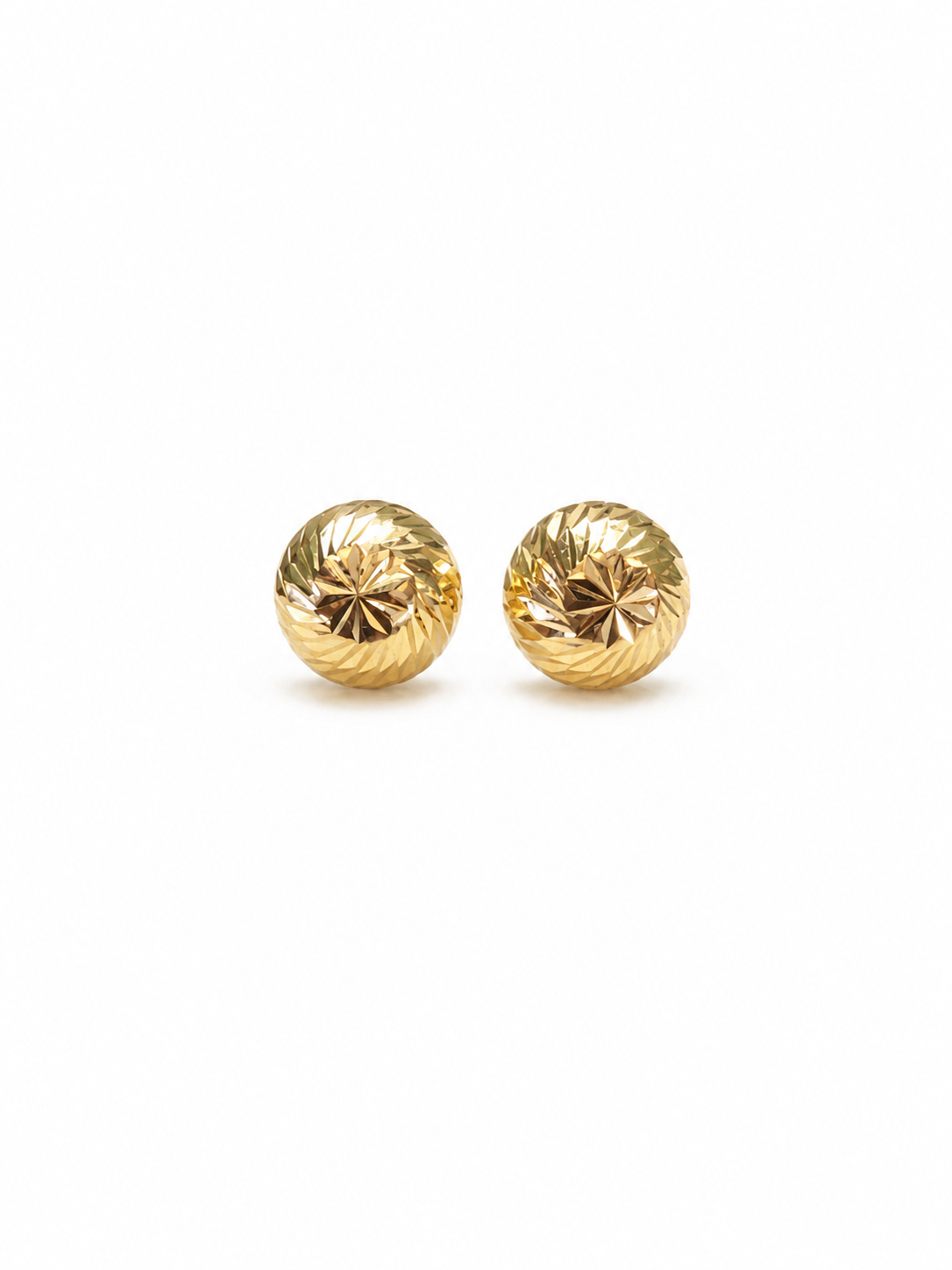 Diamond Cut Half Balls Stud Earrings