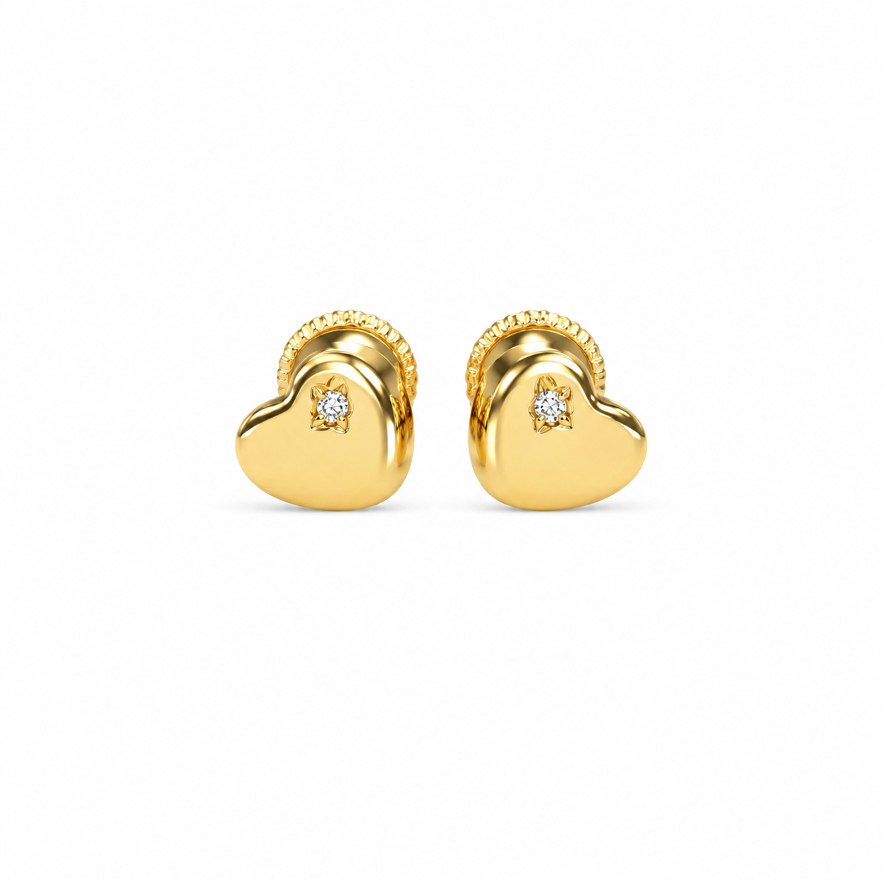 Diamond Heart Stud Earrings