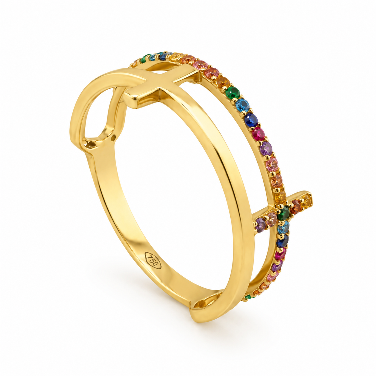Multicolor Cross Ring