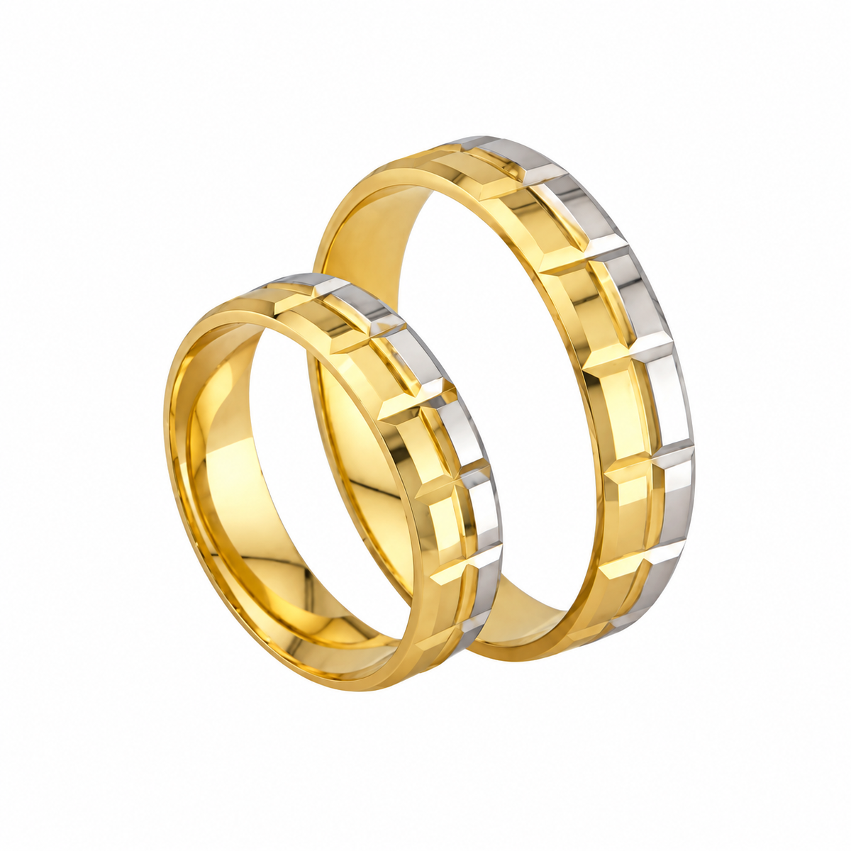 Set Bicolor Wedding Band 14k