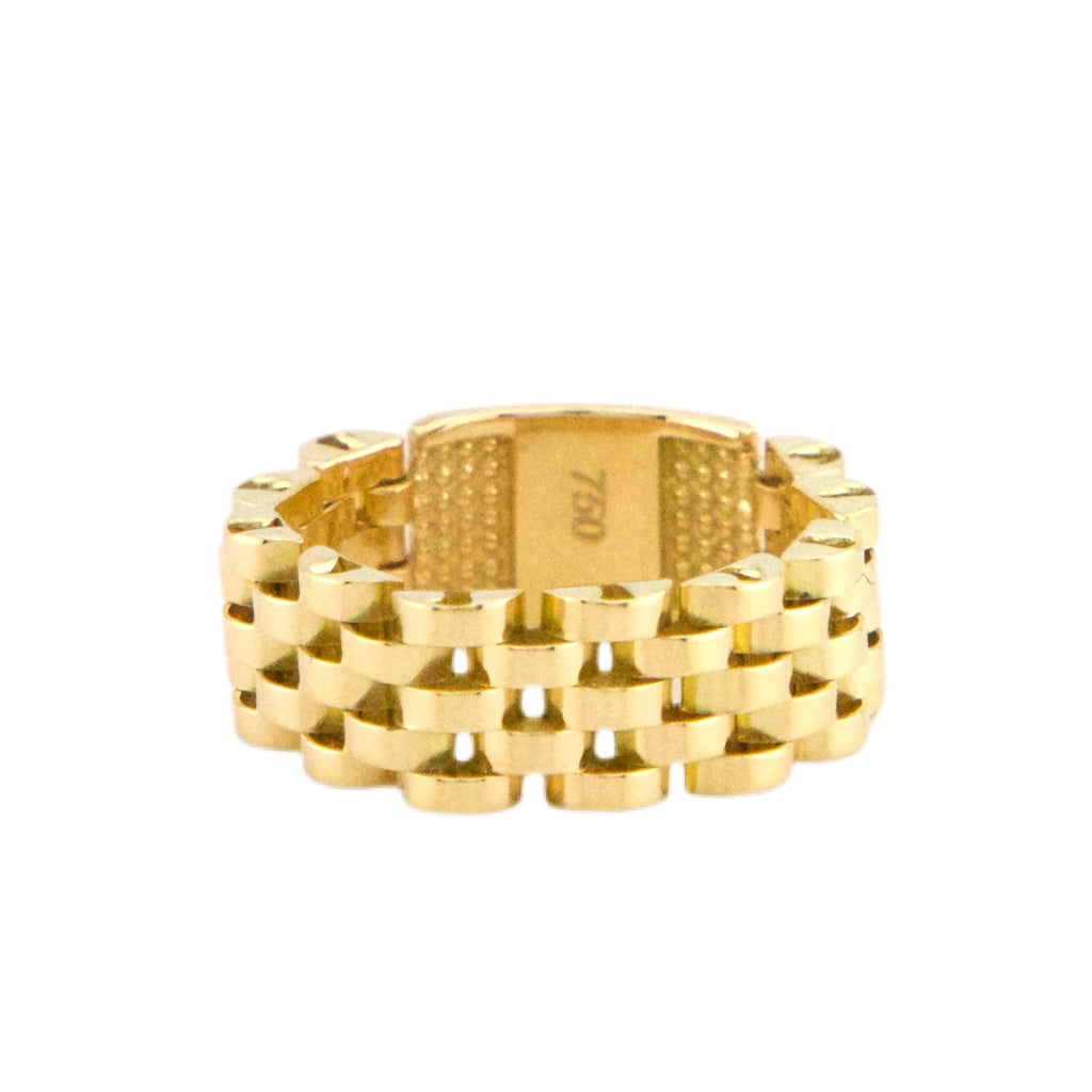 Women's Rings Watch Link Ring 18K Italian Gold Size S9 x 7.7mm Weight 5.6G