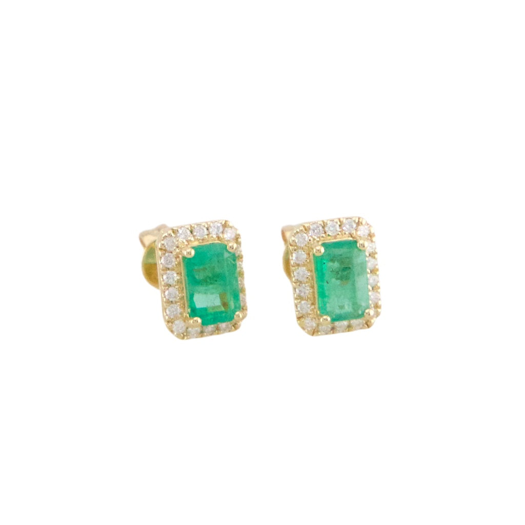 Diamond Emerald Stud Earrings