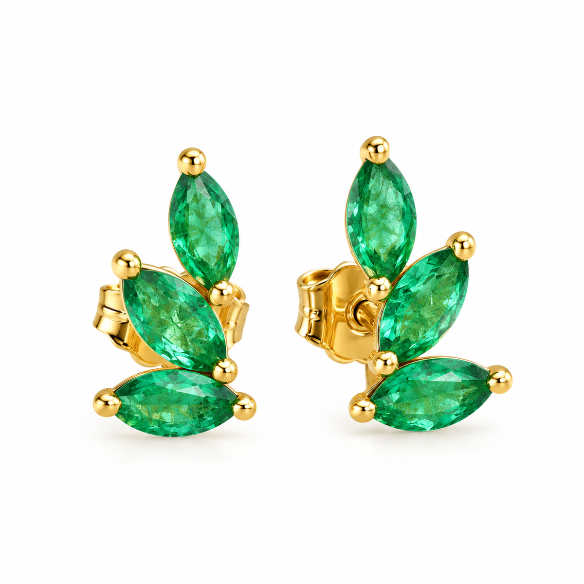 Marquise Emerald Stud Earrings
